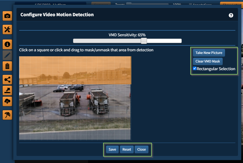 Video motion detection window