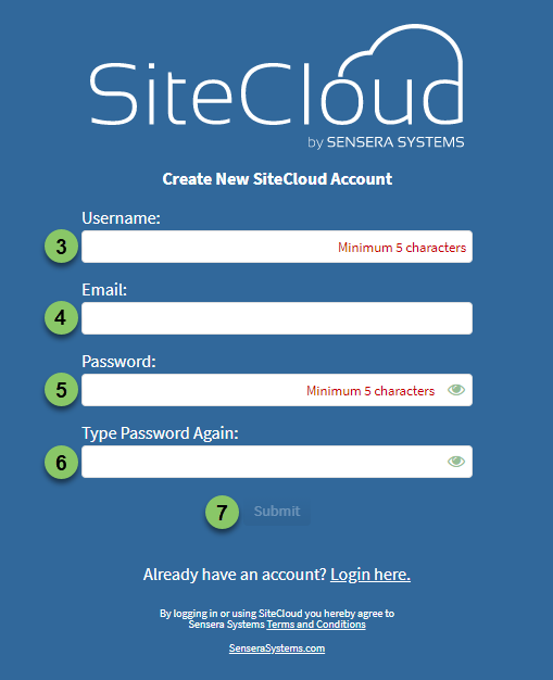 SiteCloud New Account Setup